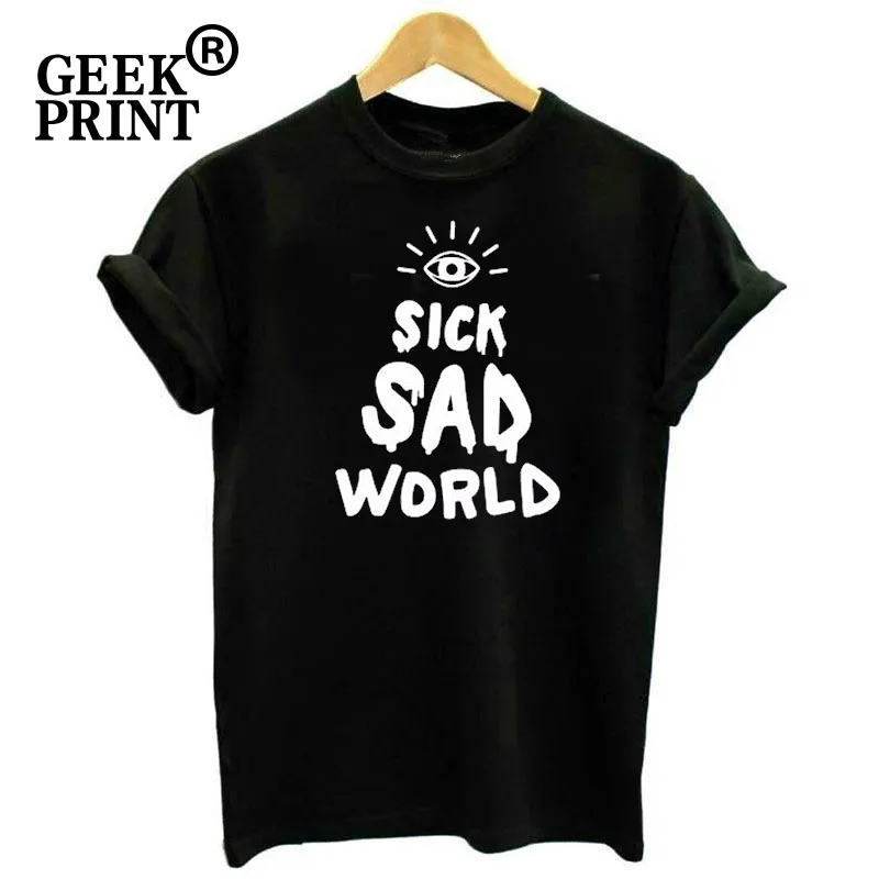 Женская футболка с буквенным принтом Sick Sad World повседневные Забавные футболки для
