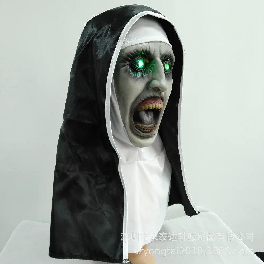 Conjuring 2 The Nun Horror светящаяся маска для косплея страшные латексные маски с шарфом головы шлем полным лицом