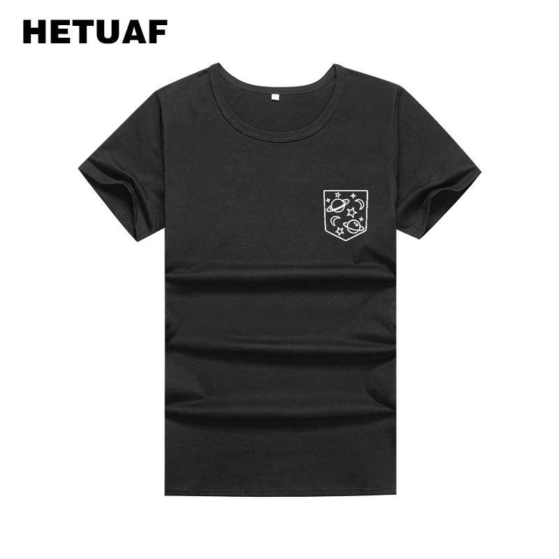 

HETUAF Universe Stars Pocket Graphic Tees Women Tumblr Cartoon Women Tshirt Feminina Big Size Streetwear Womens T Shirt Tops