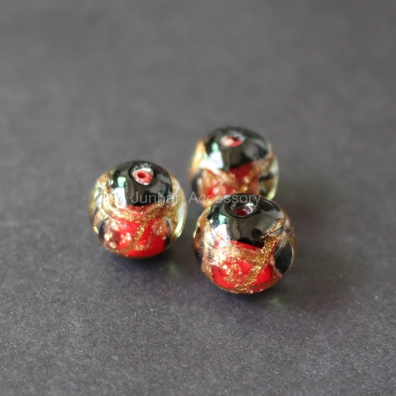 10Pcs/Lot 12mm 14mm Mamade Lampwork Glass beads with gold line painting red color for jewelry making | Украшения и аксессуары