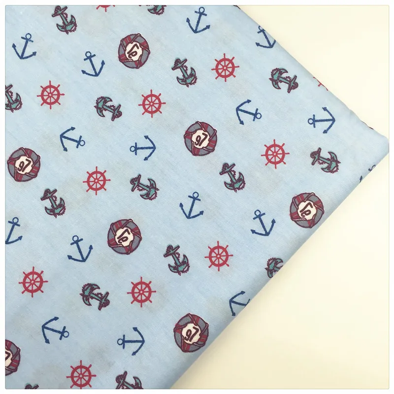 Syunss синие задние морские элементы принт хлопковая ткань сделай сам Tissu пэчворк