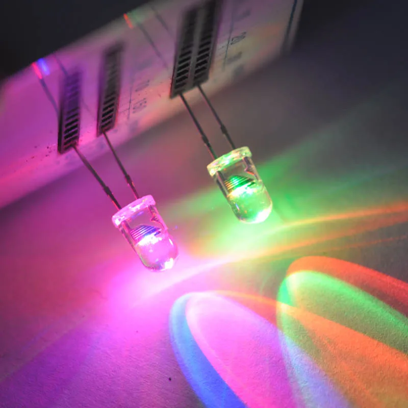 50 шт. 5 мм RGB (красный/зеленый/синий) многоцветные светодиодные мигания медленно