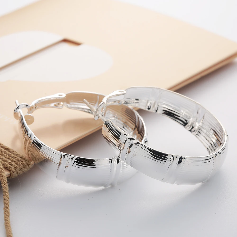 Дешевые Посеребренные серьги кольца для женщин винтажный новый дизайн