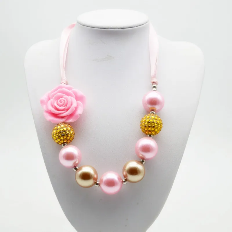 

wholesale 5PCS New Fashion Children / Girls / Kids Chunky Bubblegum Beaded Necklace Princess Ribbon Necklace Costume Jewelry