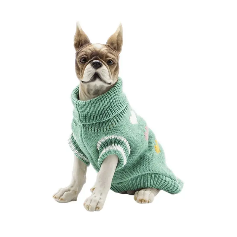 Теплый свитер с сердечками для домашних животных на осень и зиму милая одежда