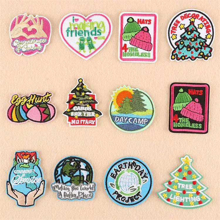 

Stick On 10 pcs Embroidered patches iron on Jeans coat tshirt bag shoe hat decor repair Motif emblem accessory diy