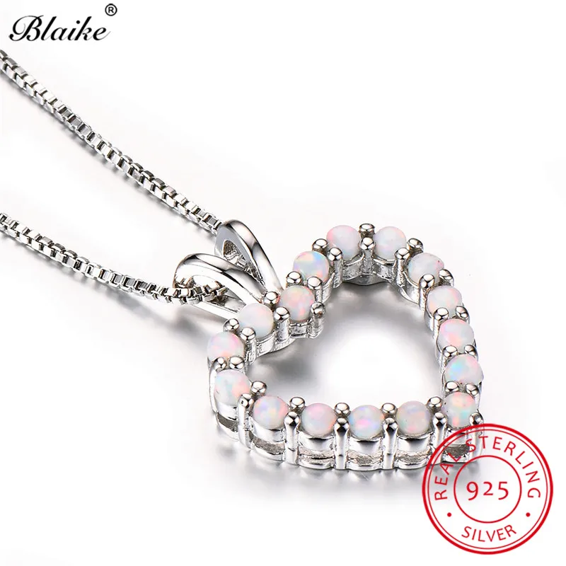 Ожерелье Blaike с подвеской в виде сердца из белого огненного опала для женщин