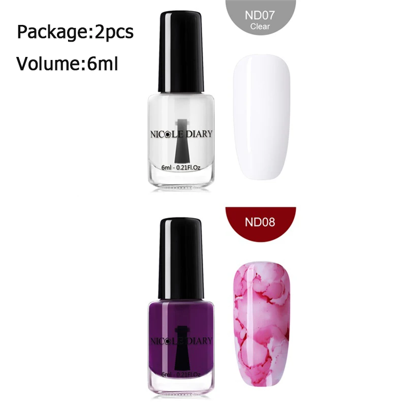 set 4 Nicole Diary 15 мл цветок блеск лак для ногтей набор сверкающих акварельных чернил дым мраморный эффект лак Декоративный Лак для ногтей 6 мл комплект - Цвет: set 4