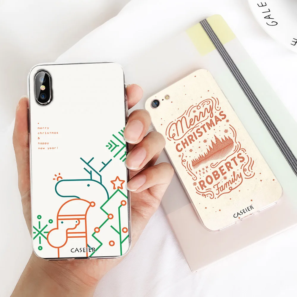 CASEIER Soft New Year Case For iPhone XR Cases Christmas Cover 7 8 6 6s Plus X XS Max 5s Black TPU 2019 Phone Capinha |