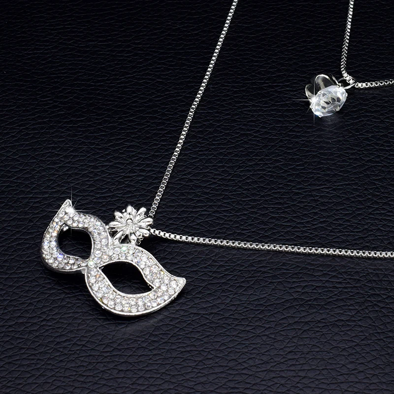 Новинка 2017 Модное Длинное чокер со стразами двойной с несколькими слоями