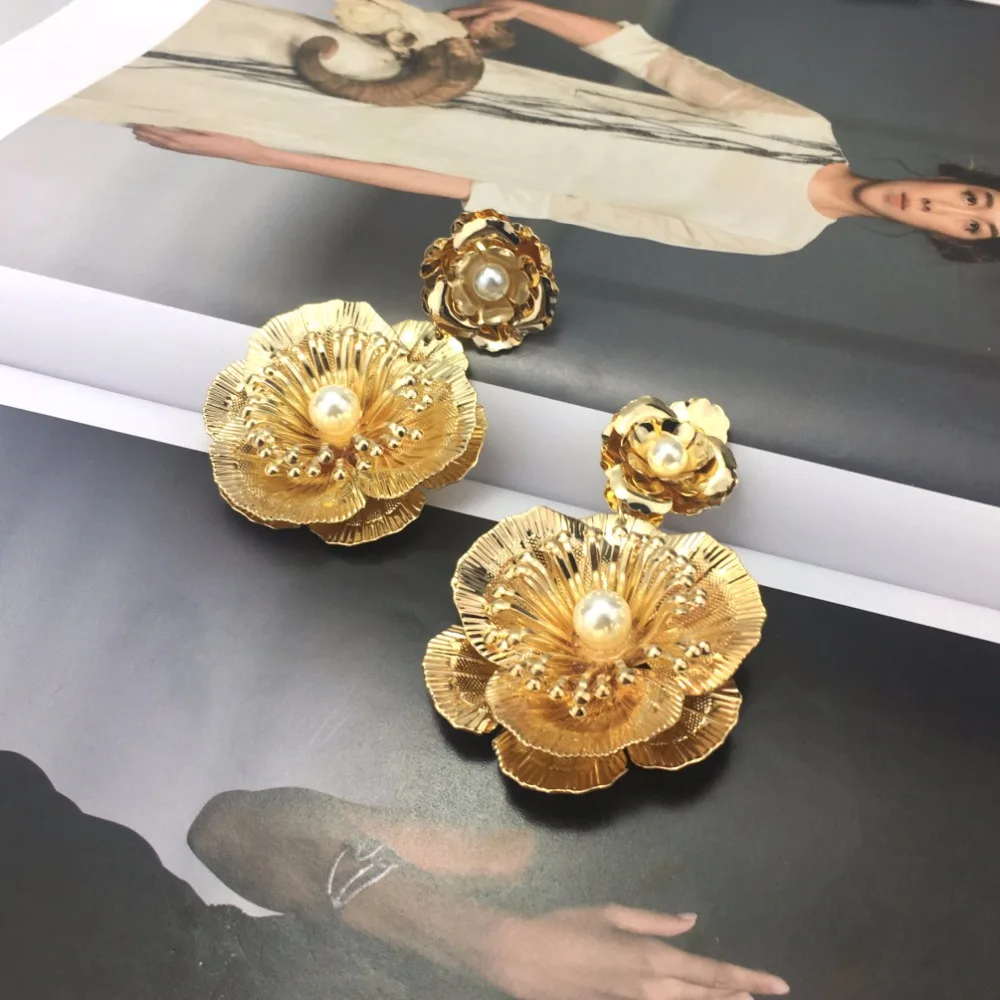 Женские Висячие серьги MANILAI винтажные из сплава с большим цветком и имитацией