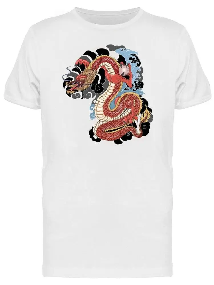 Мужская футболка с изображением старого дракона азиатской татуировки от QFT-shirt |