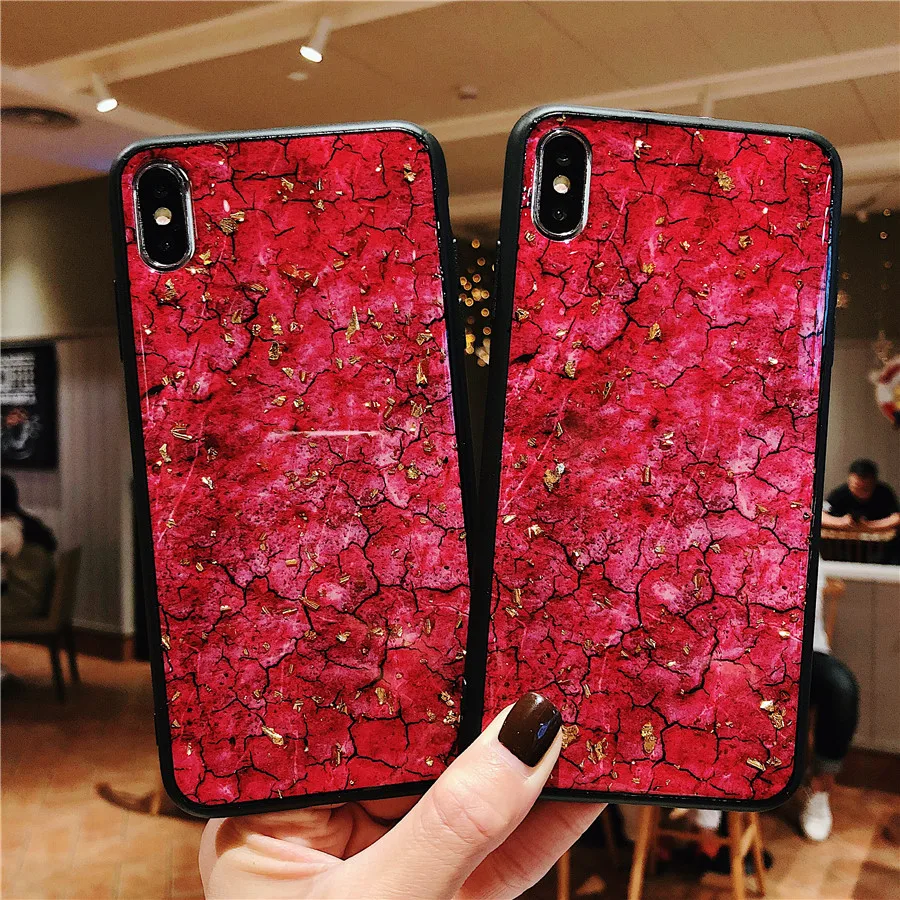 Gold foil crack Case for Xiaomi Mi A1 5X Phone For 6X A2 case Redmi 6 pro Soft Cover mi 8 se mi8 lite Fundas |