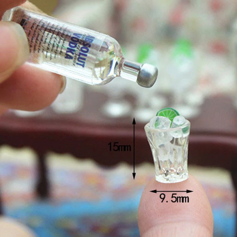 

2 шт., миниатюрная стеклянная мини-чашка + кубик льда, 17 Х9 мм