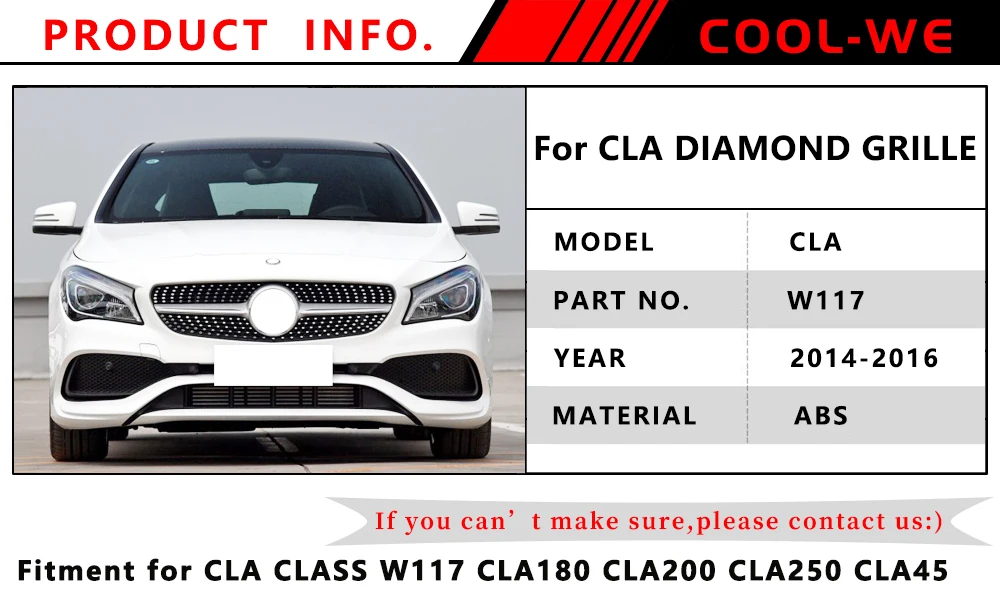 Для Mercedes Benz для W117 CLA класс Алмазный Стиль передний бампер Гриль CLA180 CLA200 CLA250 CLA45 2013