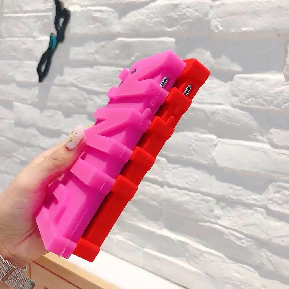 3D розового цвета с буквенным принтом с рисунком кота из мультфильма мягкий силиконовый резиновый чехол для телефона Apple iPhone 8 7 Plus 6 6S Plus X Plus Чехлы для задней панели мобильного телефона чехол для телефона Capa