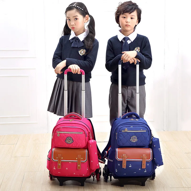 Детские школьные сумки рюкзаки для детей с 3 колесами тележка багажа девочек и