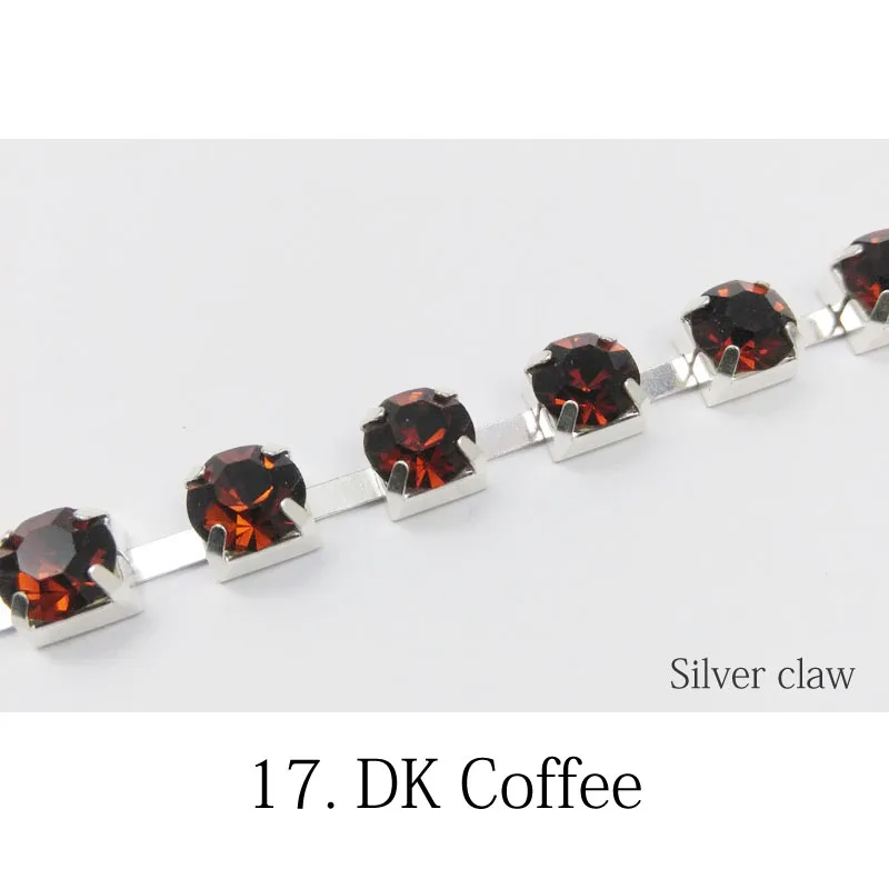 DK Coffee Новая распродажа SS28 с украшением в виде кристаллов Стразы Кубок цепи 1/3/5 ярдов 32 цвета кристаллами серебряные цепочки для одежды и платьев - Цвет: DK Coffee