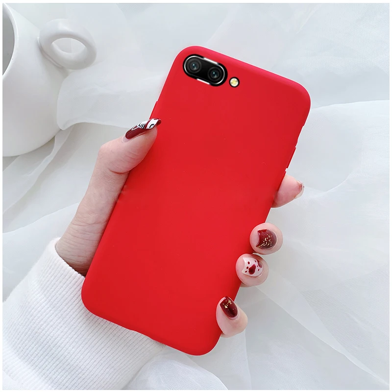 Красный Мягкий силиконовый чехол ярких цветов для Huawei P20 Pro P10 P9 P8 Lite Mate 10 honor 8 9 Lite P Smart Y9, задняя крышка для сотового телефона - Цвет: Красный