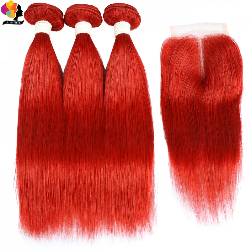 Remyblue красные бразильские волосы Weave Связки человеческие пучки с синтетическое