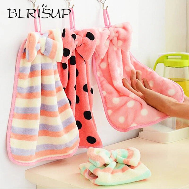 Полотенце для рук в горошек с бантом BLRISUP многофункциональное полотенце бахромой