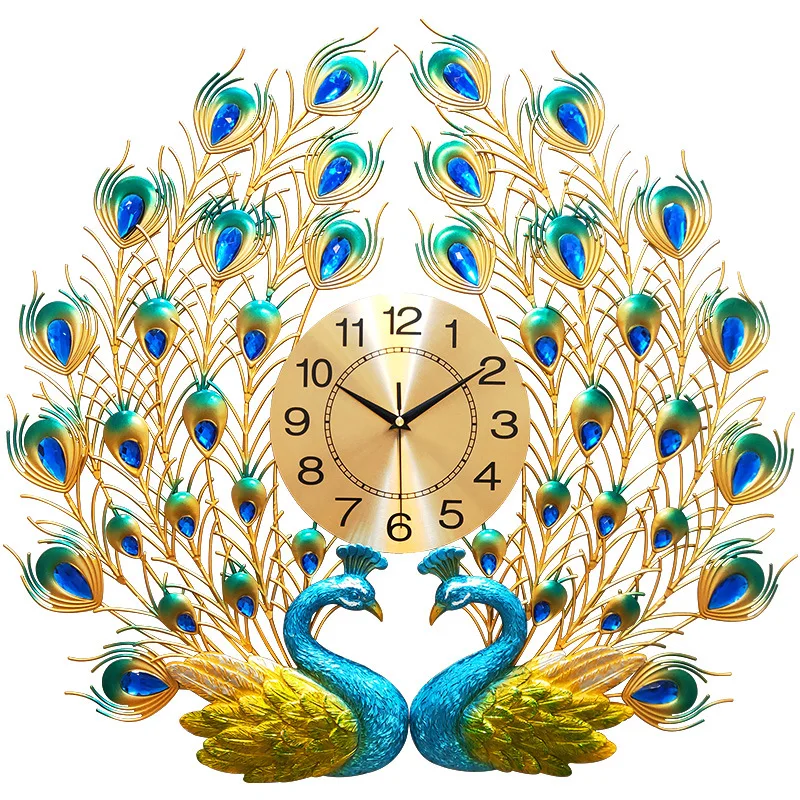 

Double Peacock Wall Clock Home Digital Wall Watch Living Room Bedroom Silent Clock Wall Decorative Modern Design Wall Clocks