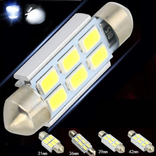 100 шт. оптовая продажа без ошибок 6SMD C5W 5730 12 в 31 мм/36 мм/39 мм/41 мм купольная гирлянда