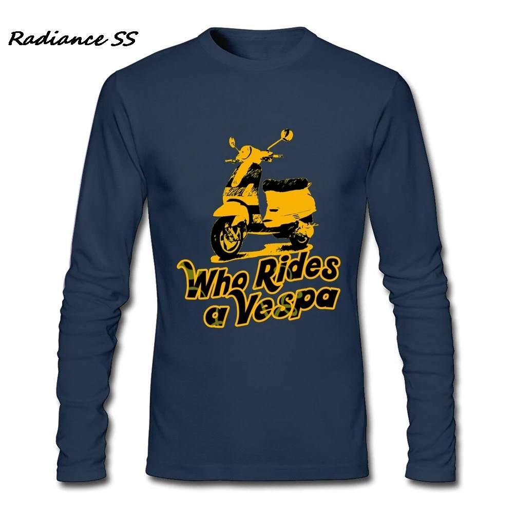 Мужские футболки с принтом Лидер продаж одежда Vespa высокое качество длинным