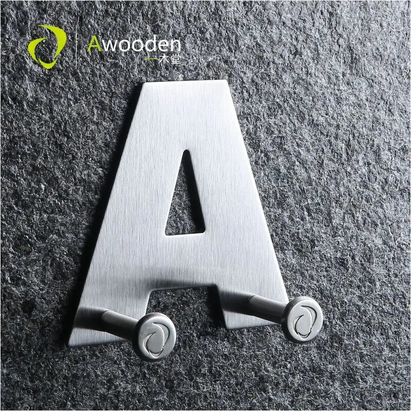 

Awooden 1 шт. декоративный крючок для ключей 26 алфавита, функциональные крючки для куртки для шапки, дверь из нержавеющей стали, Настенный Шкафч...