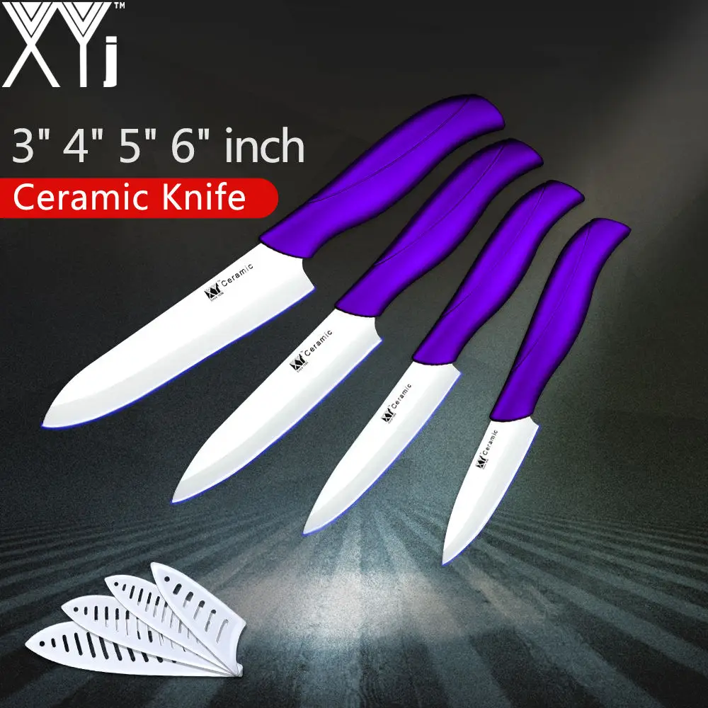 Purple white 3456 XYj кухонные ножи, набор керамических четырех ножей, инструменты из циркония, нож для нарезки фруктов, многоцветные Кухонные керамические ножи - Цвет: Purple white 3456