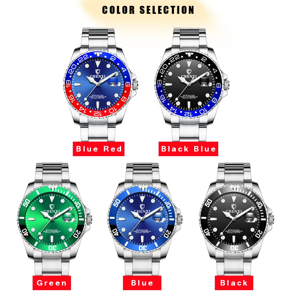 CHENXI Men Fashion Personality Twin color Dial Watches Mens Luxury Brand Quartz Wristwatches Date Waterproof relogio masculino | Наручные