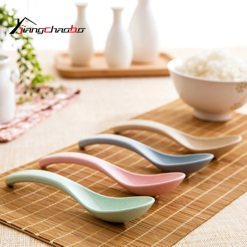 Hot Sale Wheat Straw Coffee Spoon With Long Handle Kitchen Colourful Scoops Dessert Tea Rice Soup | Дом и сад