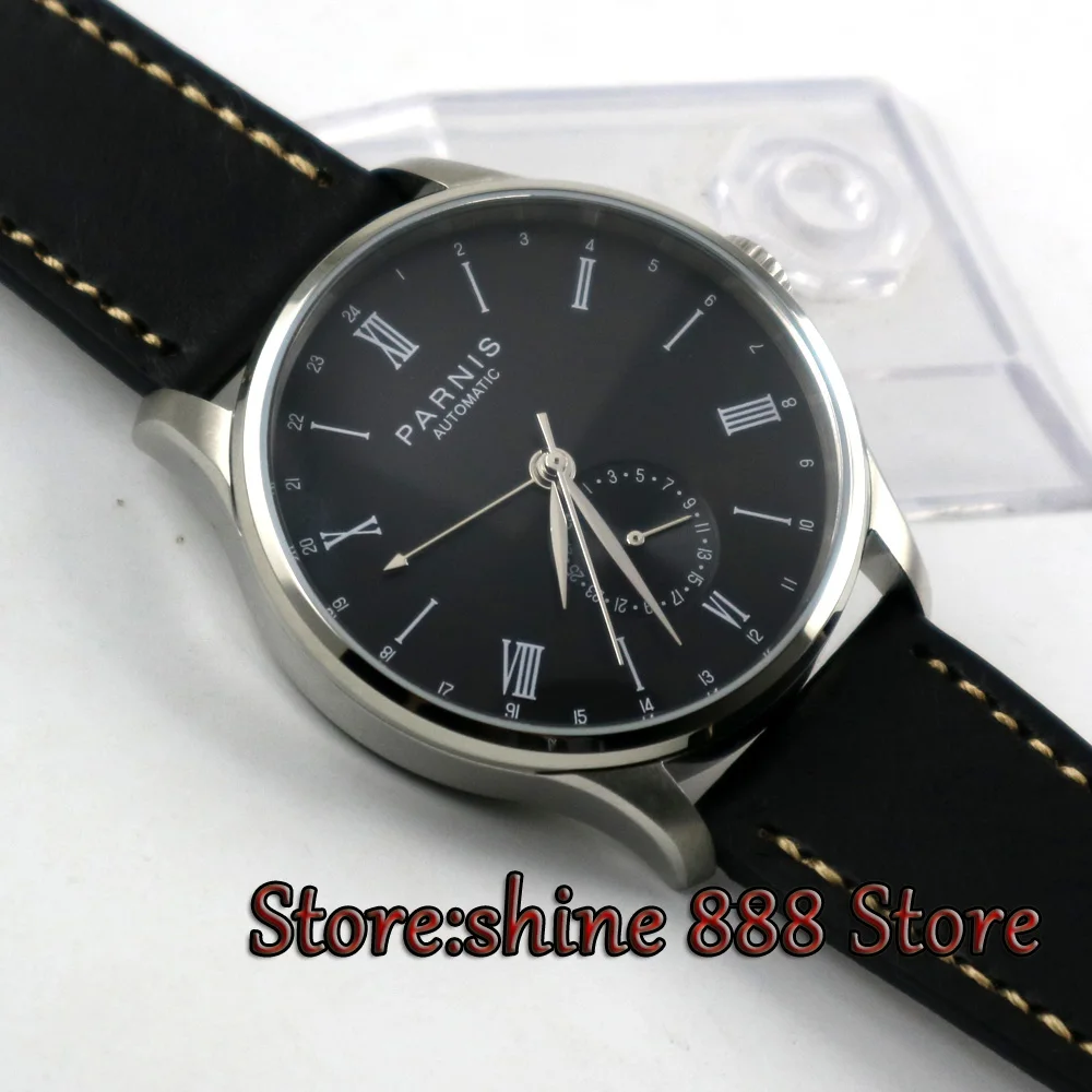 Мужские часы с черным циферблатом Parnis 42 мм датой 24 часа ST 1690|watch men|watch men watchwatch watch |