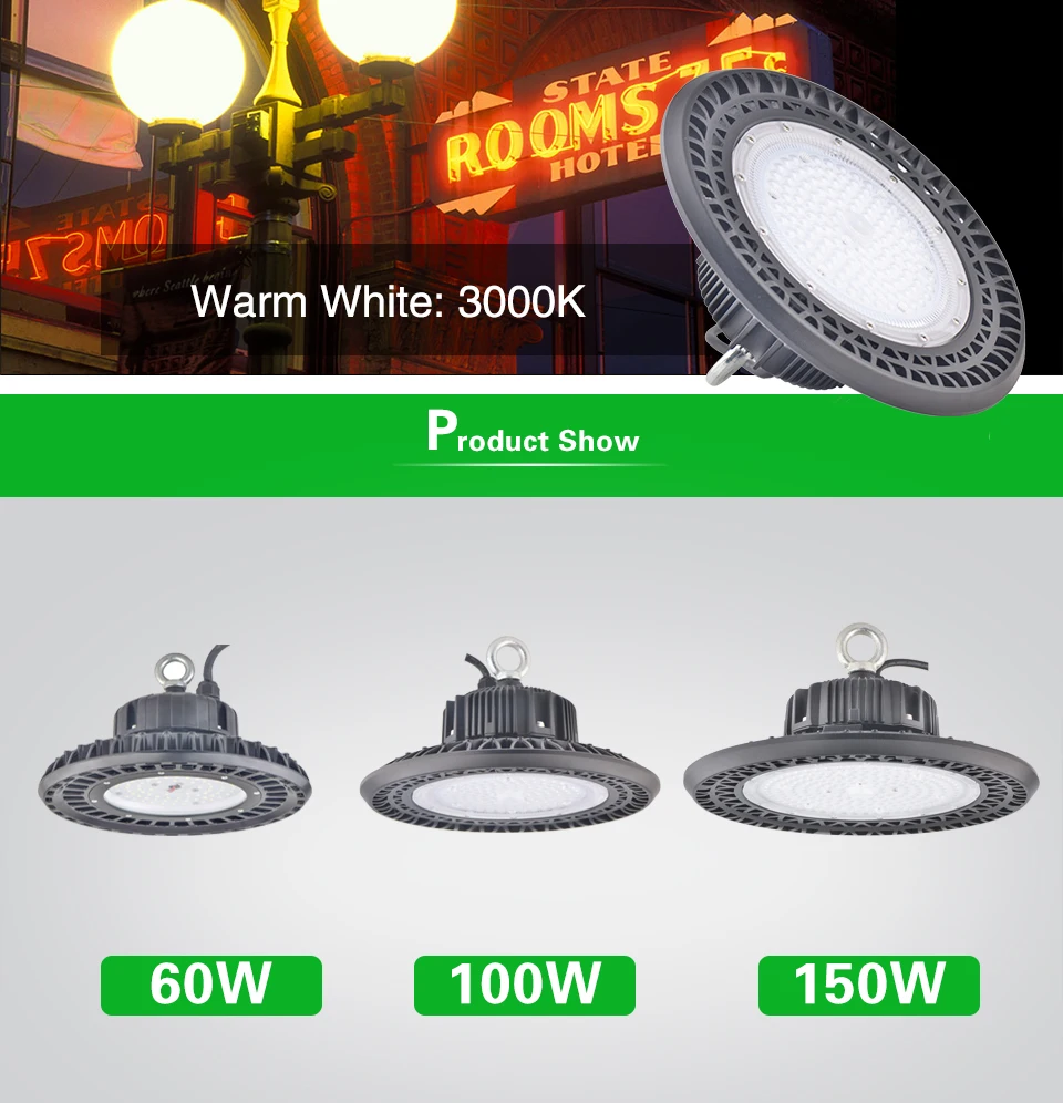 УФО СИД светильники для высоких промышленных помещений 100 W 150 W 200 W Водонепроницаемый IP65 промышленное освещение для склада в гараж или мастерскую мачтовое освещение