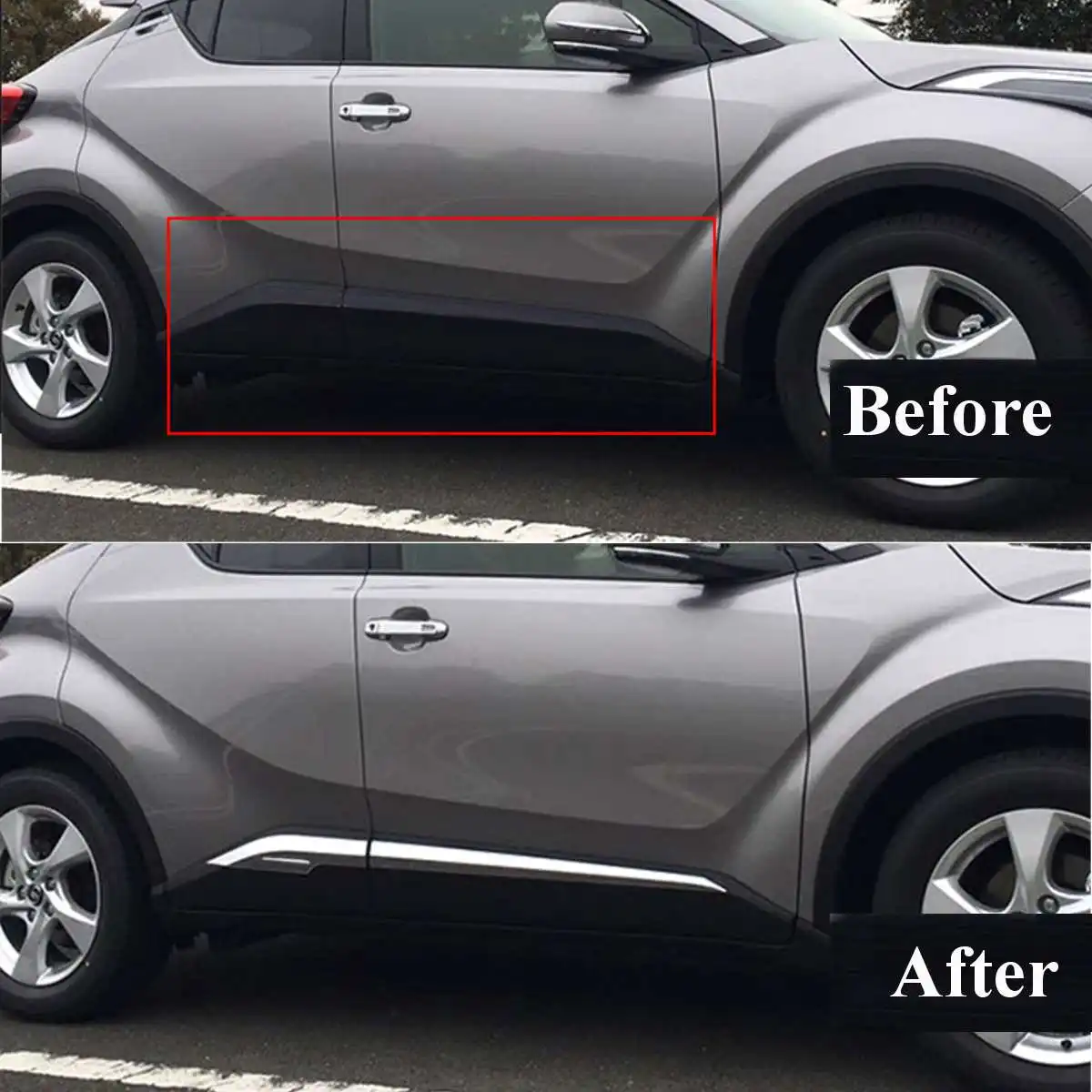 4 шт. Автомобильная дверь боковая формовочная Накладка для Toyota C-HR CHR- ABS Глянцевая Серебристая внешняя обновленная прочная легкая