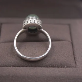 Женское кольцо из серебра S925 пробы с натуральным Prehnite модное гладкое овальное