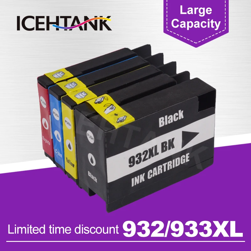 ICEHTANK совместимый для HP 932 933 XL чернильный картридж Officejet 6100 6600 6700 7110 7610 7612 7510