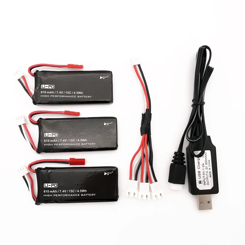 

Original Hubsan X4 H502S H502E 7.4V 610mAh lipo battery 15C 4.5WH battery With usb Charger Set For RC Quadcopter Drone Parts
