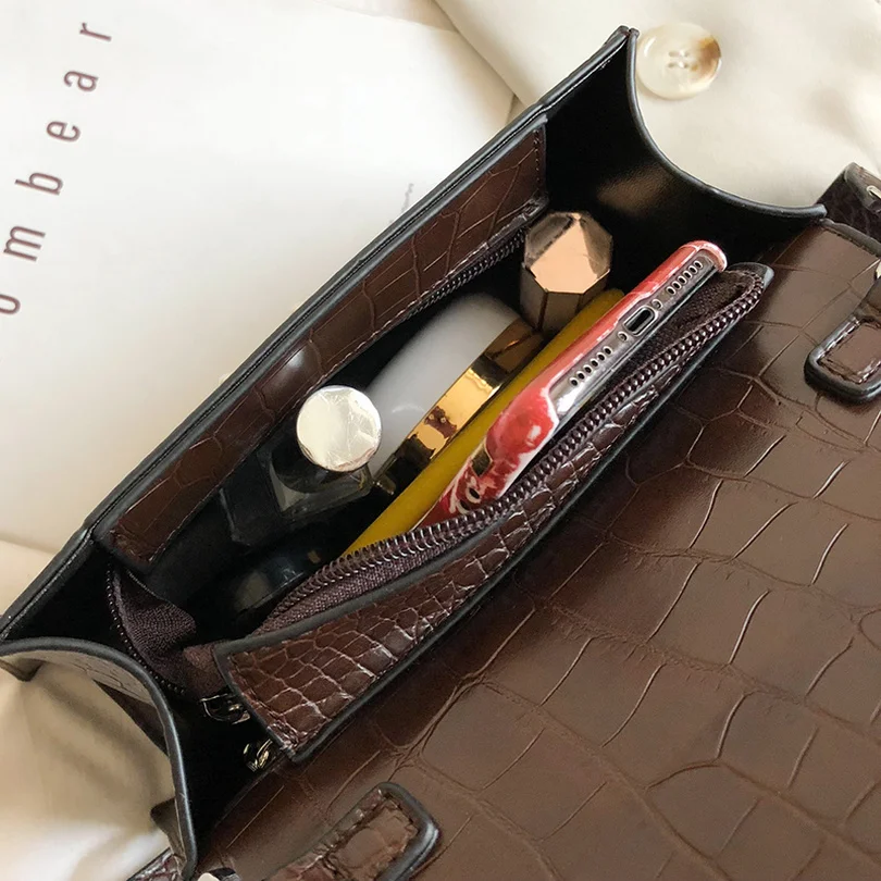 Women Handbags Fashion Small Bags Retro Crocodile Pattern Square Lady Shoulder Chic Dark Color Messenger | Багаж и сумки