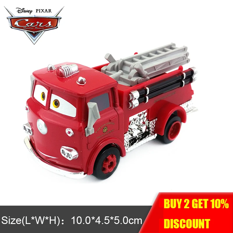 Disney Pixar Cars 2 Red Firetruck 1:55 металл литье под давлением развивающие игрушки модель