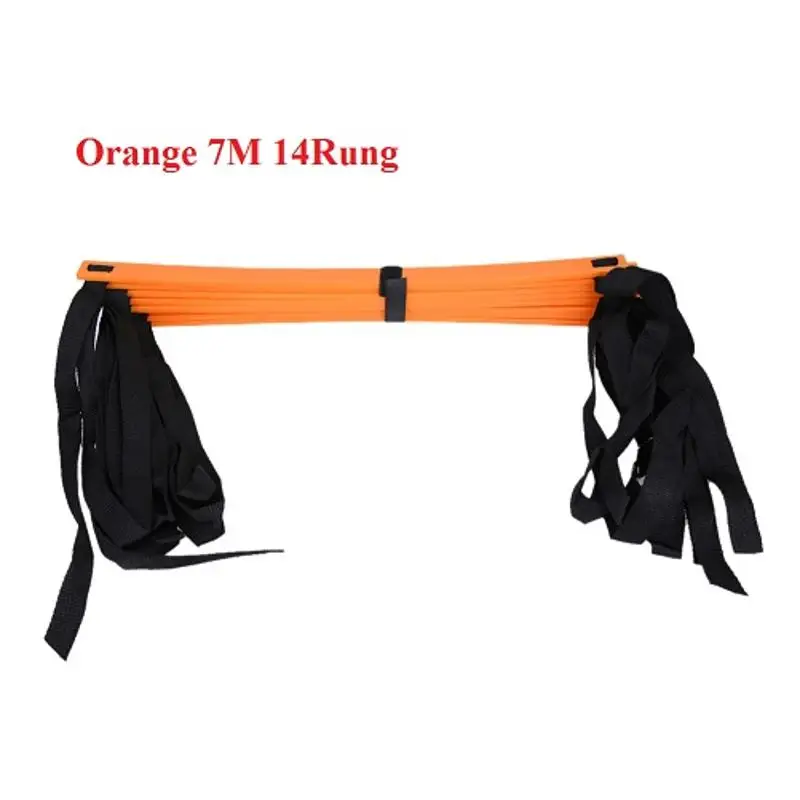 Orange 7M 14Rung 6/7/8/12/14 стойки с нейлоновыми ремешками Координационная лестница обучение Лестницы футбол Футбол Скорость спортивные конструктор лестница спортивный инвентарь - Цвет: Orange 7M 14Rung