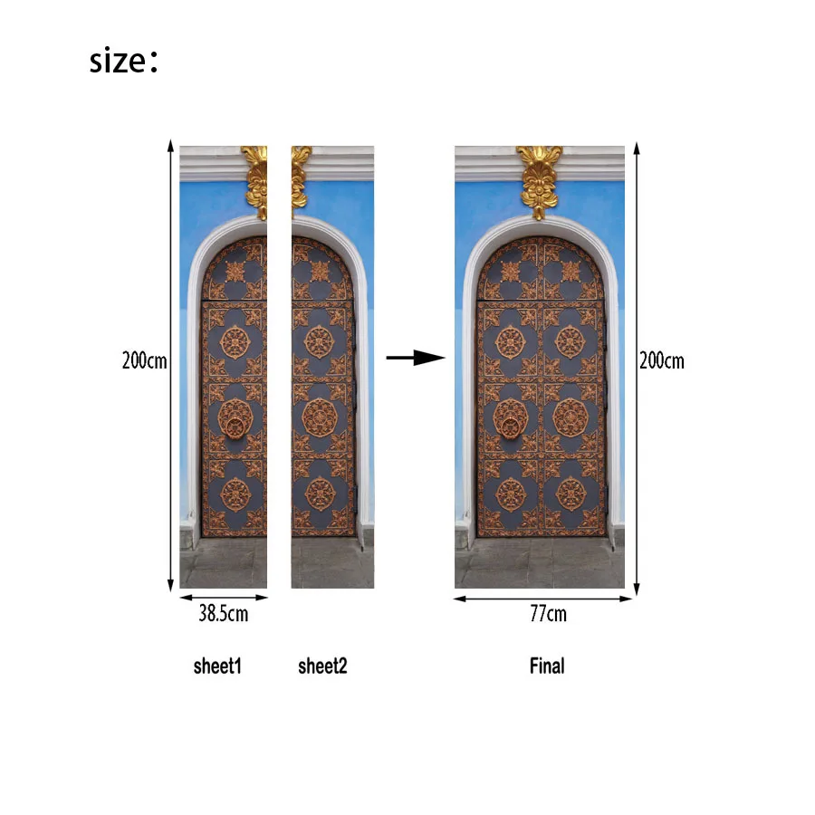 3D Ретро мусульманская дверь наклейка обои книжный шкаф настенные наклейки декор