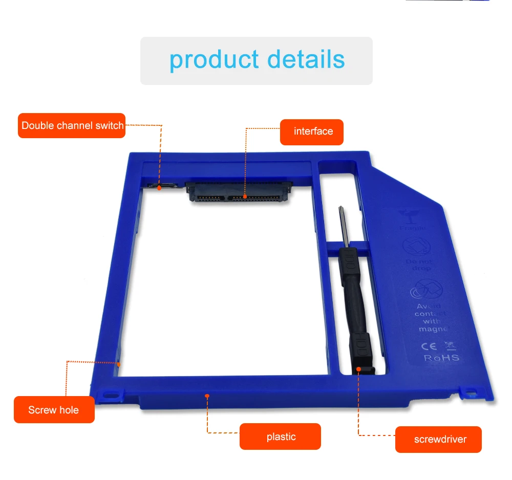 Tishric пластик 2nd Hdd шкатулка для Macbook Pro 1" 15" 1" Superdrive Optibay 9,5 мм Sata 3,0 до 2,5" корпус Ssd