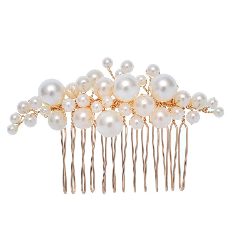 Q Wedding Hair Comb Bride Bridal Accessories Handmade Pearl Headdress Women Hairpin Head Decoration |