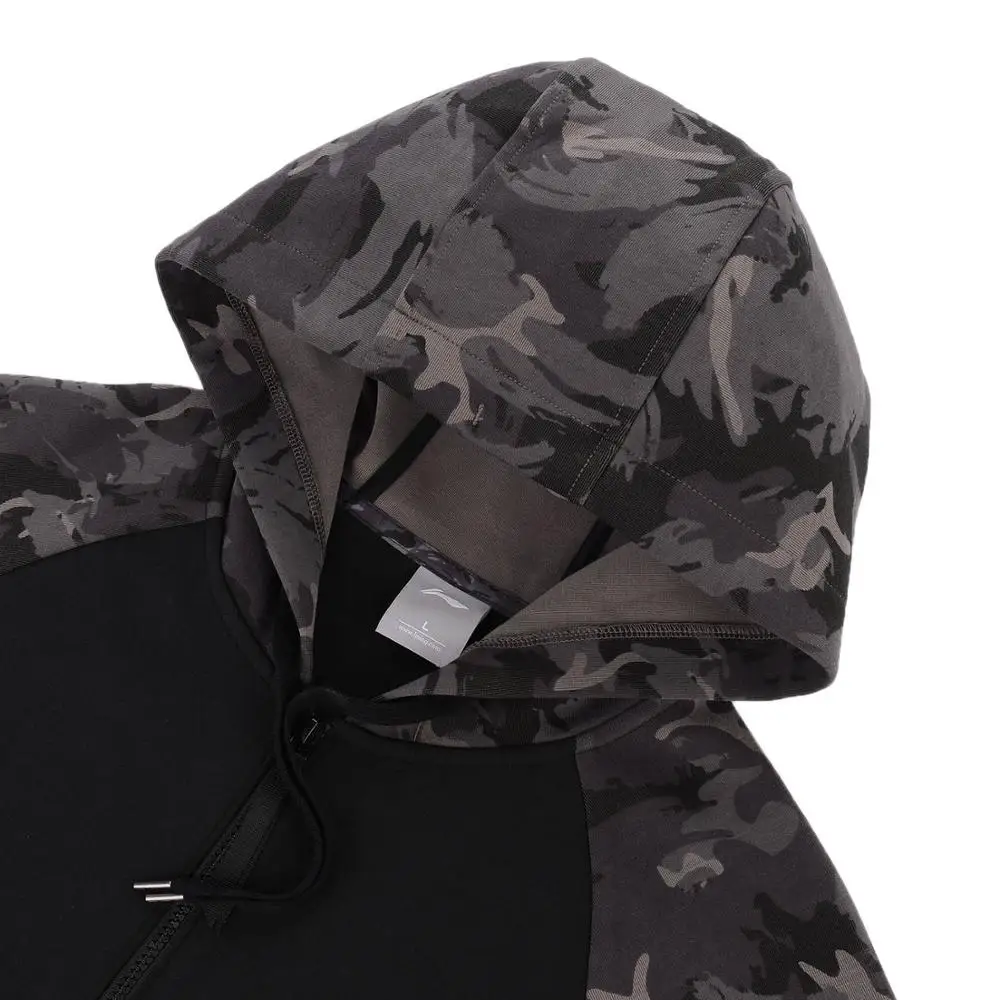 Li Ning Мужская трендовая толстовка с капюшоном обычная посадка 66% хлопок 34%