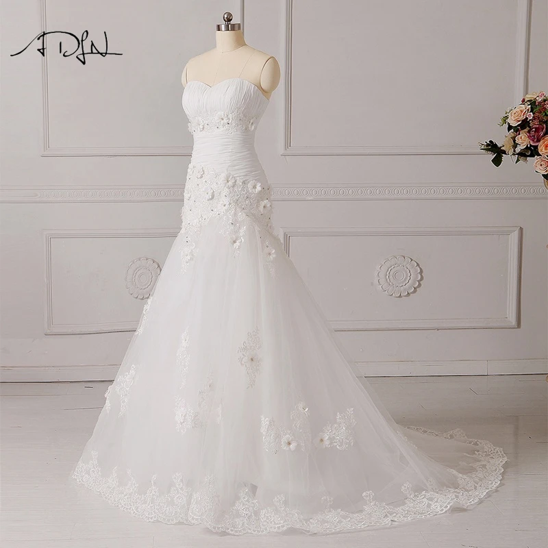 ADLN корсет свадебное платье Русалочки с цветами милое без рукавов реальное фото