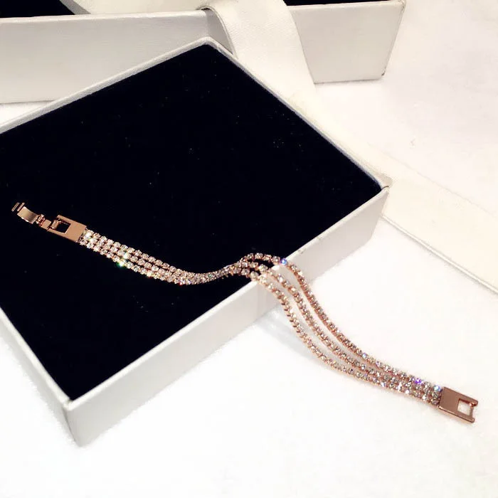 Full Rhinestone Bracelets For Women Bijoux Gold-color Chain New Fashion Jewelry Fine Gift | Украшения и аксессуары