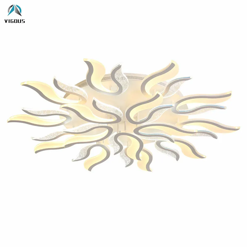 

Modern Fire Shaped Acrylic Luminaria Led Chandelier Remote Control Dimmable Led Ceiling Chandelier for Living Room Lamparas