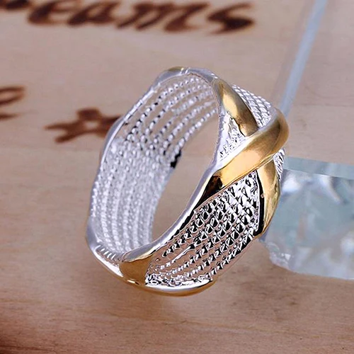 Горячие женские Модные x Посеребренная Золотое обручальное кольцо украшения