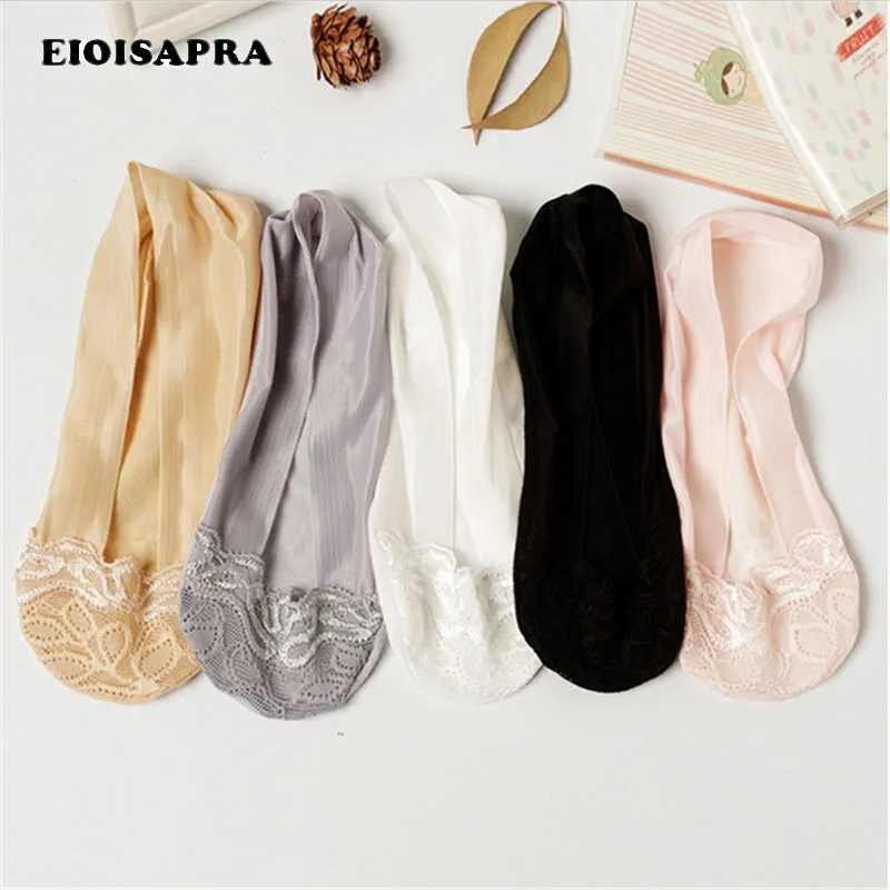 

[EIOISAPRA]1 Pair Anti Slip Breathable Silicone Socks Summer Transparent Stealth Lace Women Ship Socks Slippers Ankle Socks